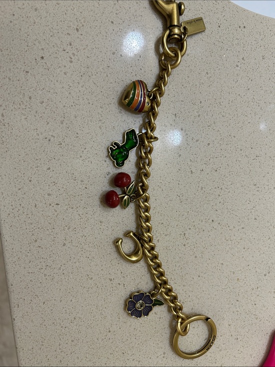 Coach Accessories - Coach Gold-Tone Charm Bag chain with Red, Green, Purple Enamel Accents
